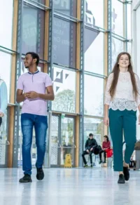 students at Coventry University campus, UK