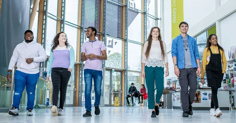 students at Coventry University campus, UK