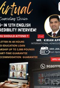 University of Chester virtual session for Indian students – 16 January 2026, hosted by Yes Overseas Careers, Study in UK 2026 event.