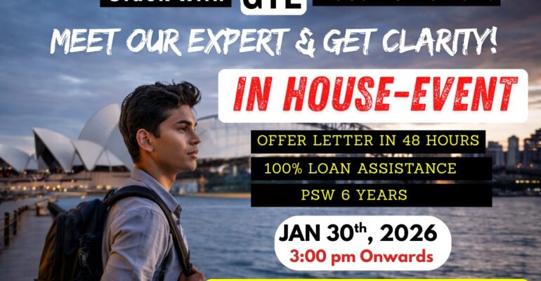 Study in Australia 2026 in-house event for GTE documentation, offer letter in 48 hours, and loan assistance by Yes Overseas Careers
