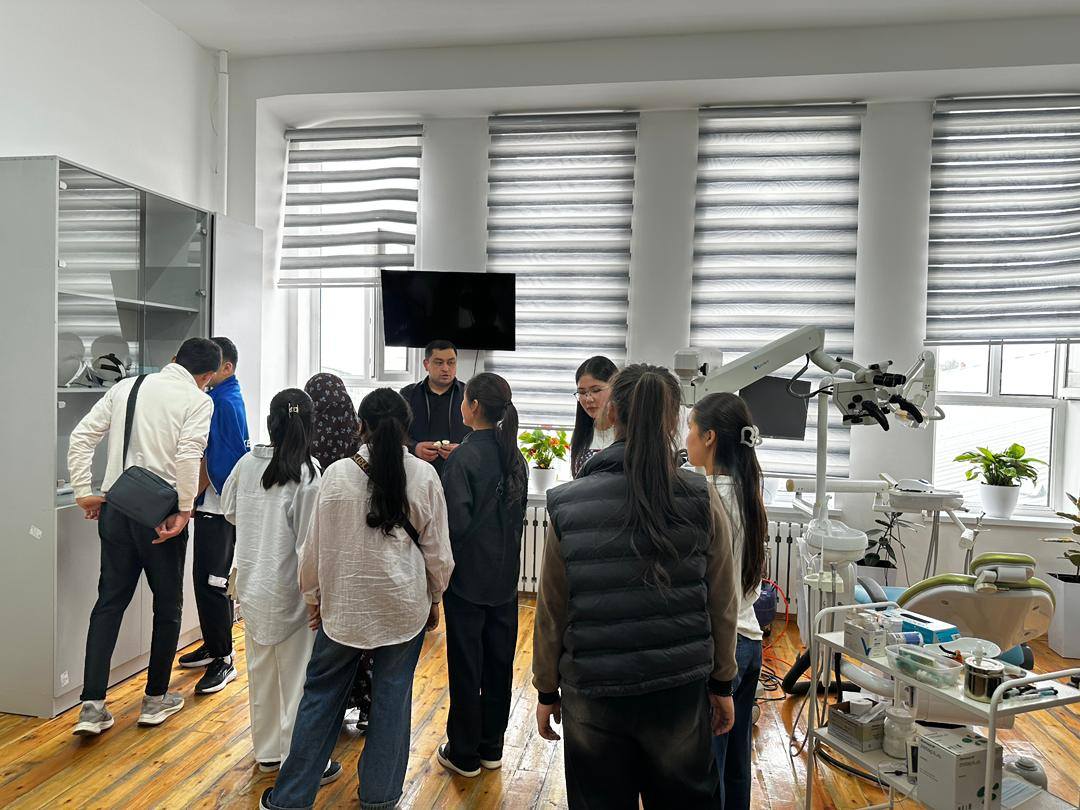 Students at Kyrgyz-Uzbek International University campus